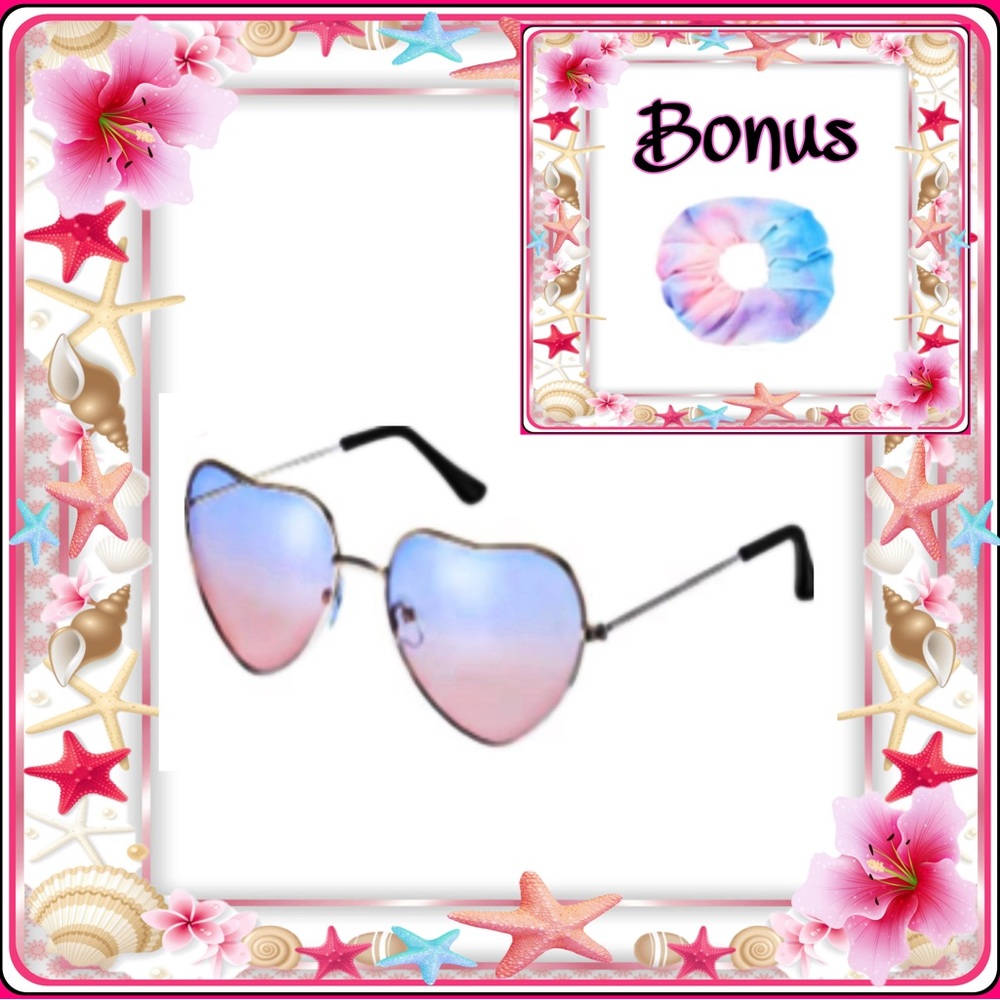 Gradient Heart Sunglasses With BONUS Tie Dye Scrunchie